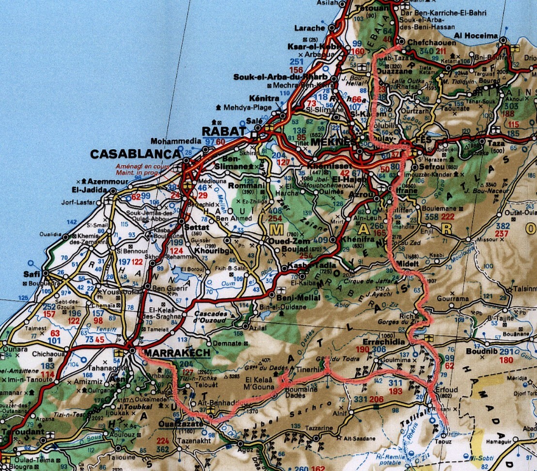 Viaggio in Marocco - mappa dell'itinerario