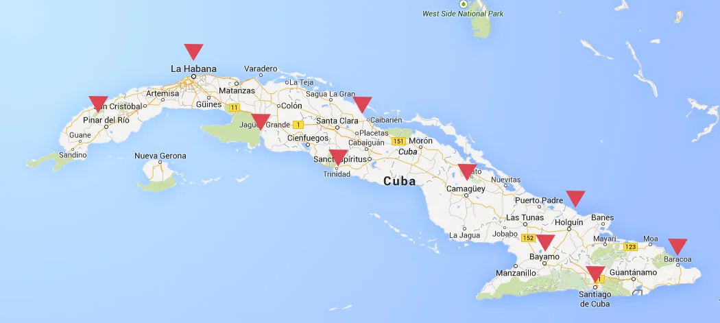 Viaggio a Cuba - mappa dell'isola