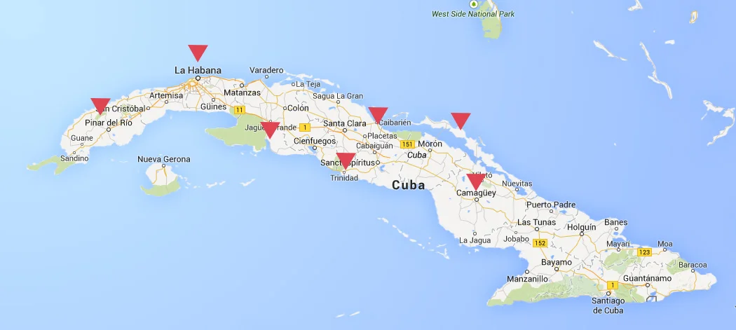 Viaggio a Cuba - mappa dell'isola