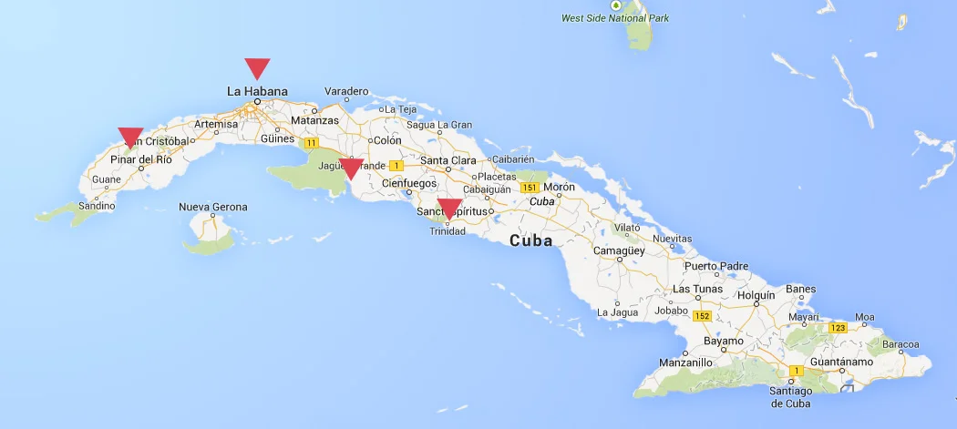 Viaggio a Cuba - mappa dell'isola