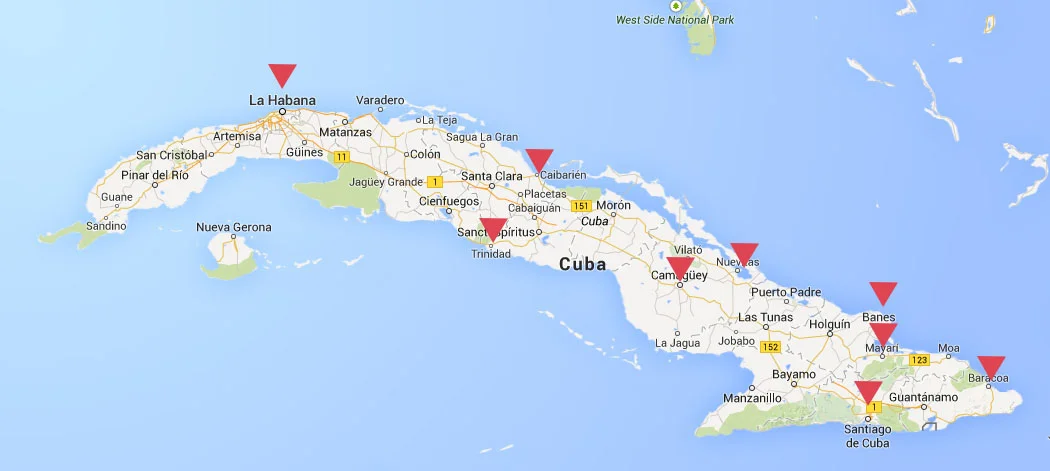 Viaggio a Cuba - mappa dell'isola