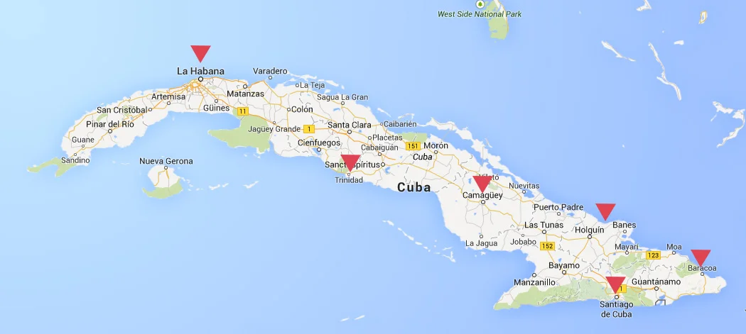 Viaggio a Cuba - mappa dell'isola