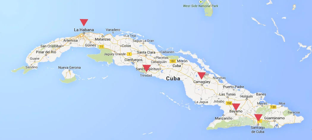 Viaggio a Cuba - mappa dell'isola