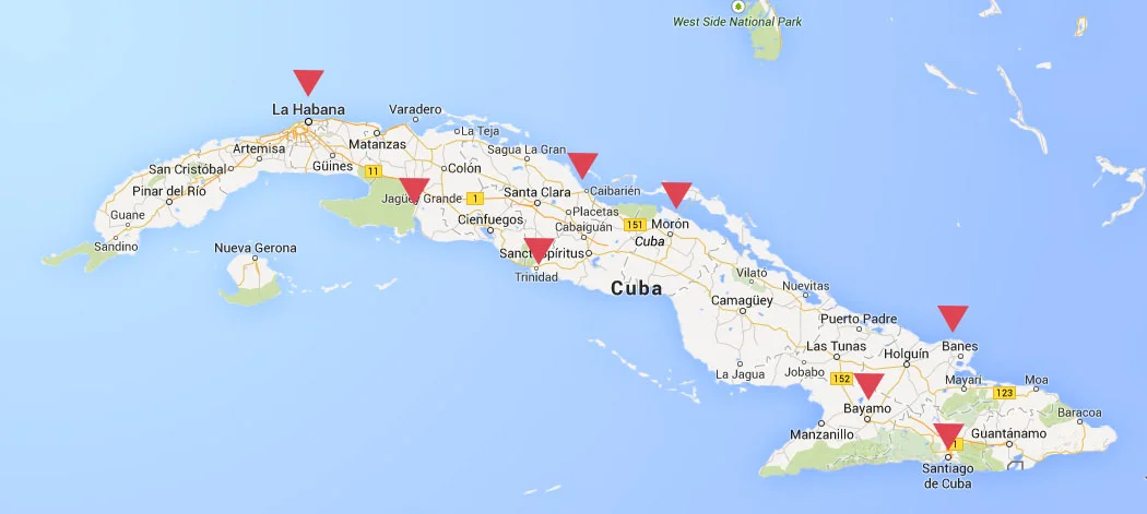 Viaggio a Cuba - mappa dell'isola