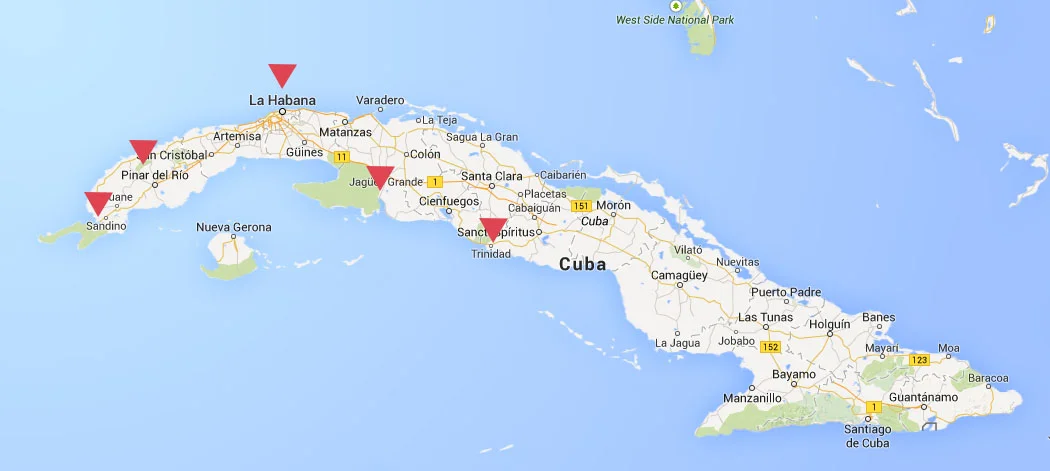 Viaggio a Cuba - mappa dell'isola